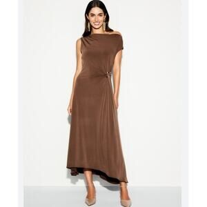 Old Navy The Occasion Twist Front Jersey Midi Dress Espresso Brown Large